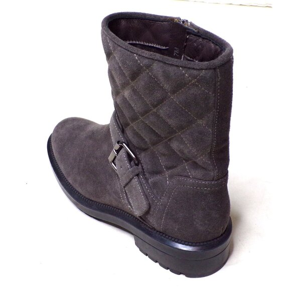 🆕 AQUATALIA Moto Quilted Suede Ankle Boot Bootie 7 Gray - Picture 7 of 8